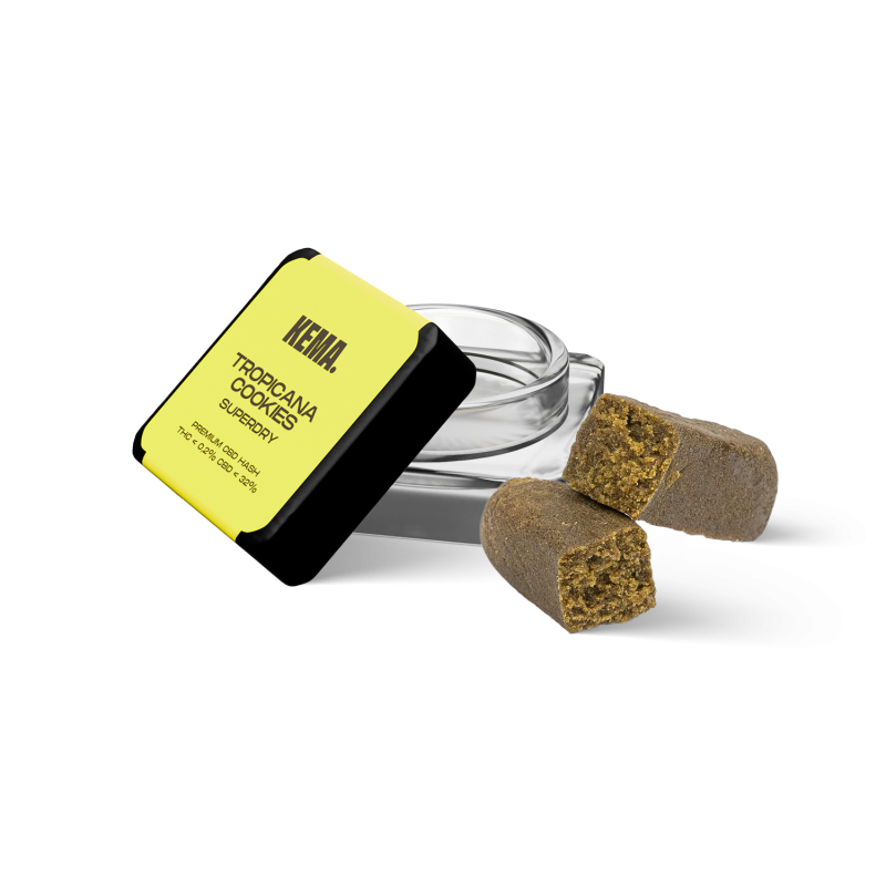 Envase abierto de 3 g y hash Superdry - Tropicana Cookies KEMA
