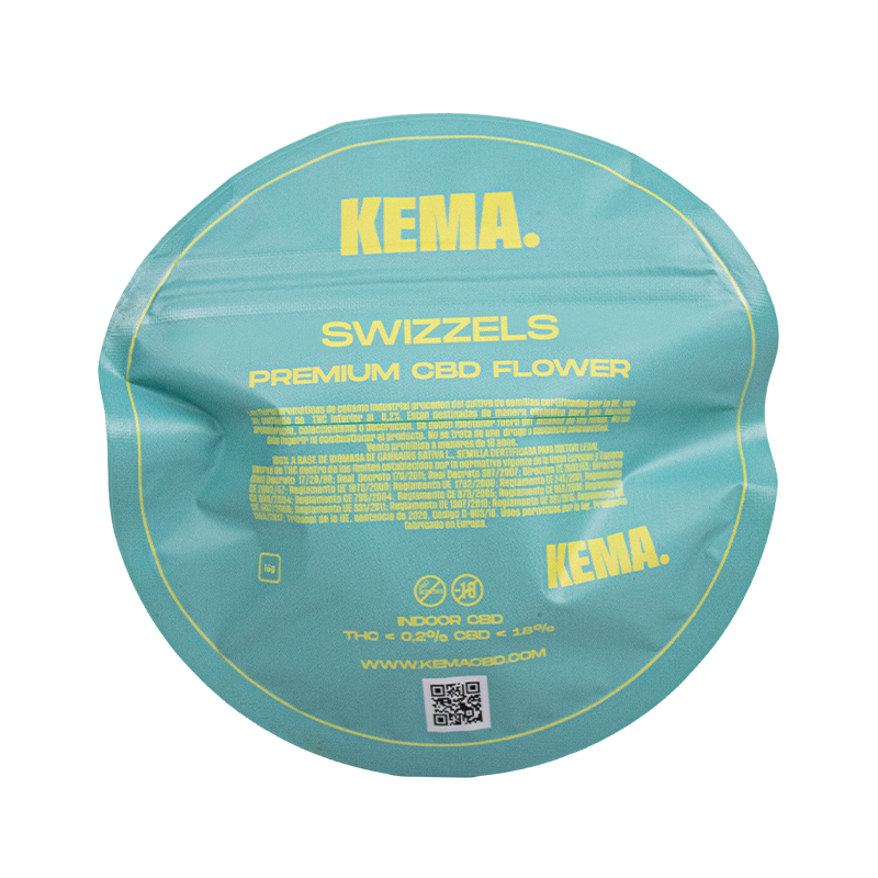 Envase de 15 g de flores Swizzels Cali CBD KEMA